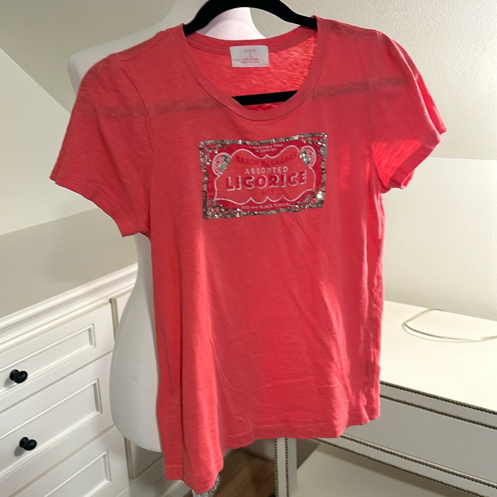 Red J Crew t shirt.